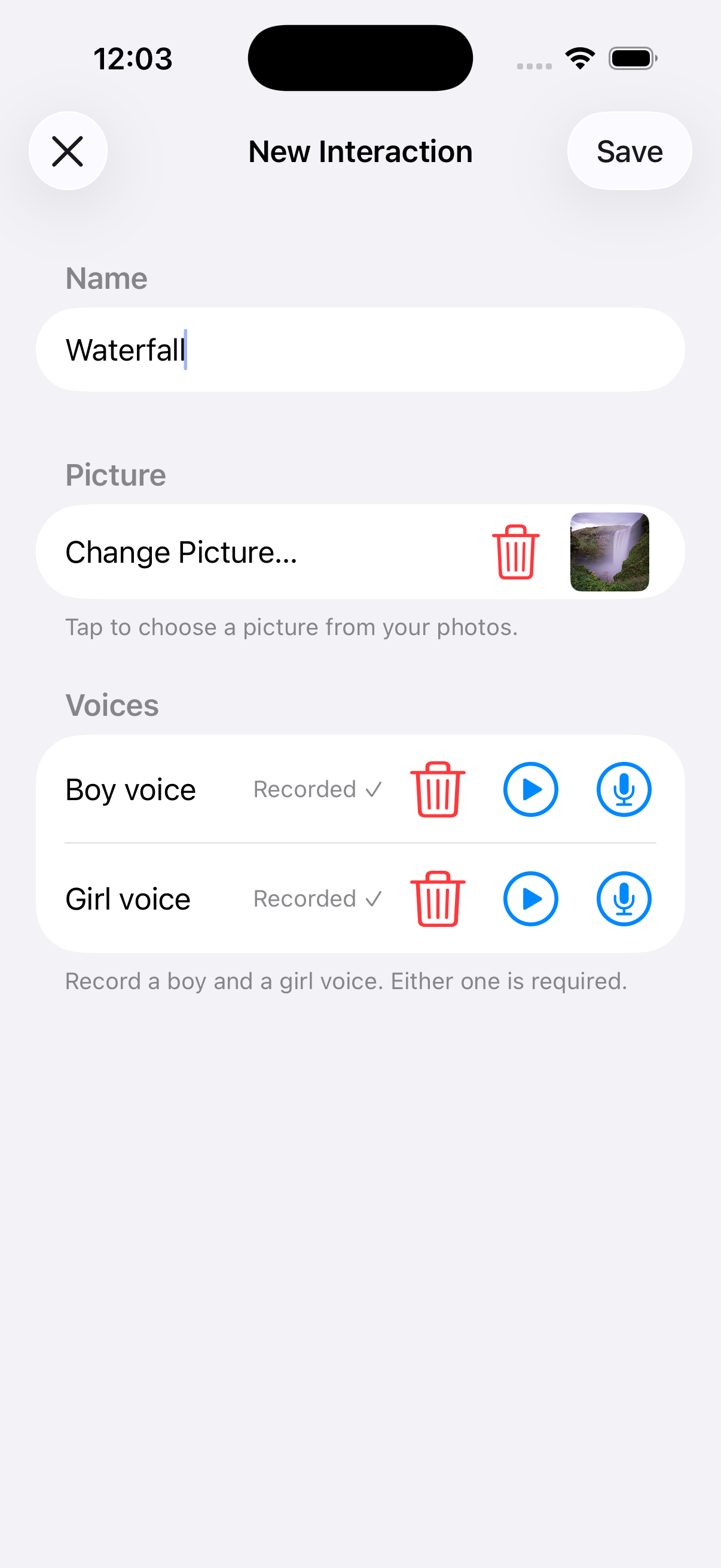Adding a picture and recording the word for it